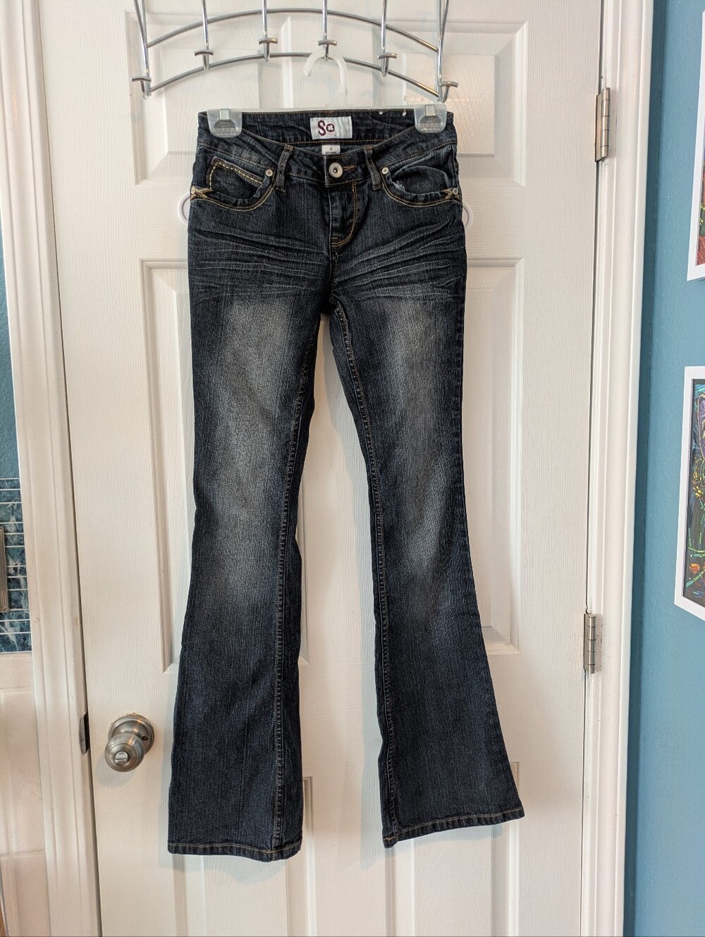 SO Women's Black Faded Flare Jeans